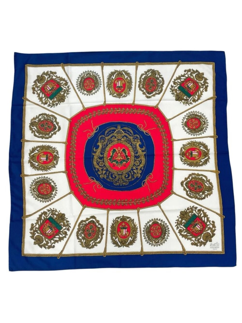 Hermes Carre 90 Scarf Silk Blue